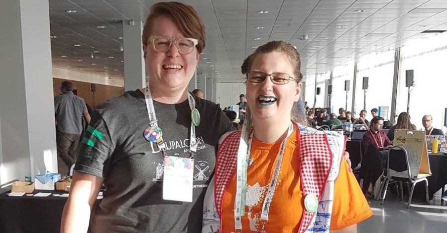 Tara King, Developer Outreach Manager & Merel Van Empel at DrupalCon Amsterdam